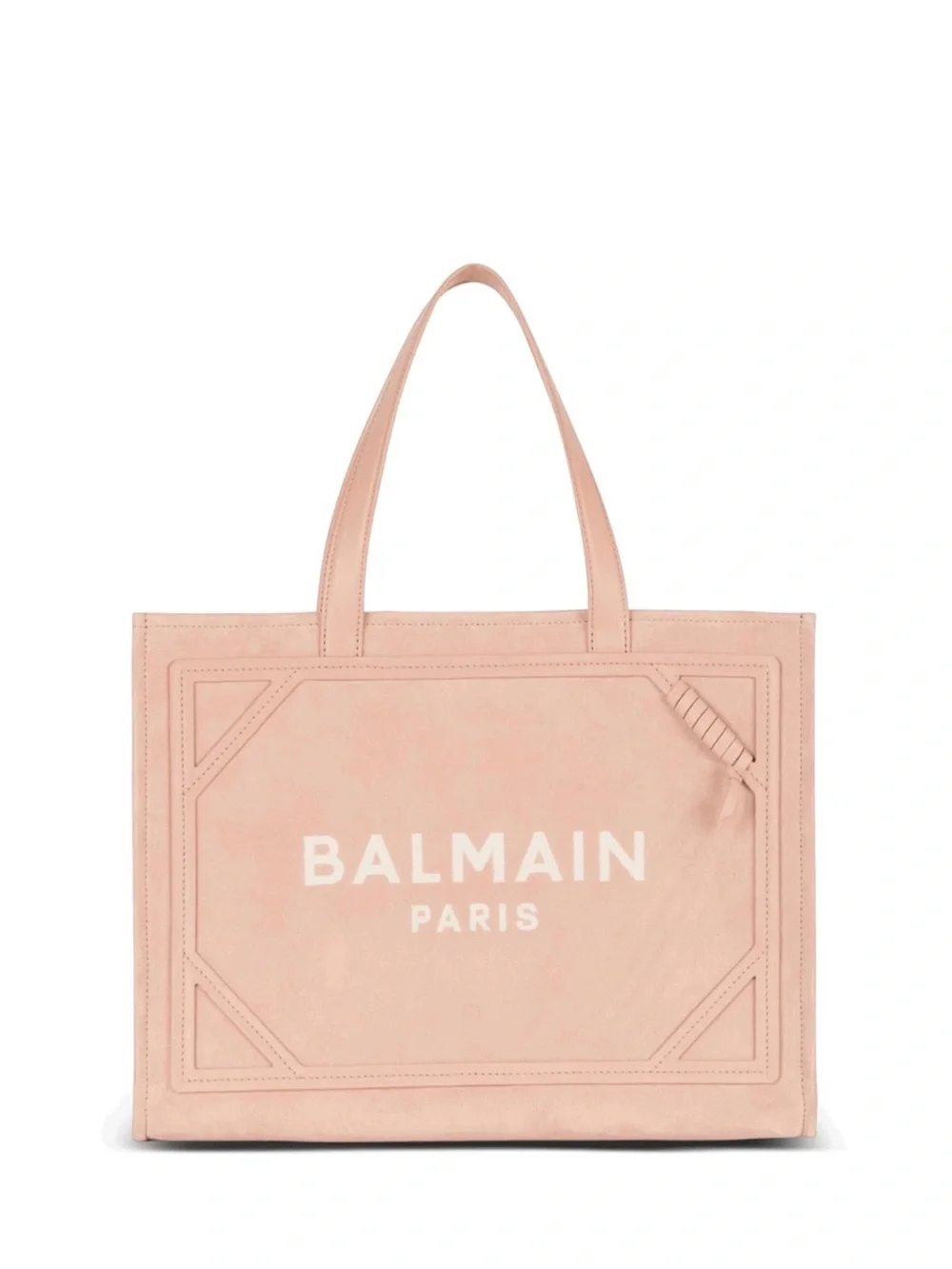 Balmain Medium Suede B-Army Tote in Neutral Rose